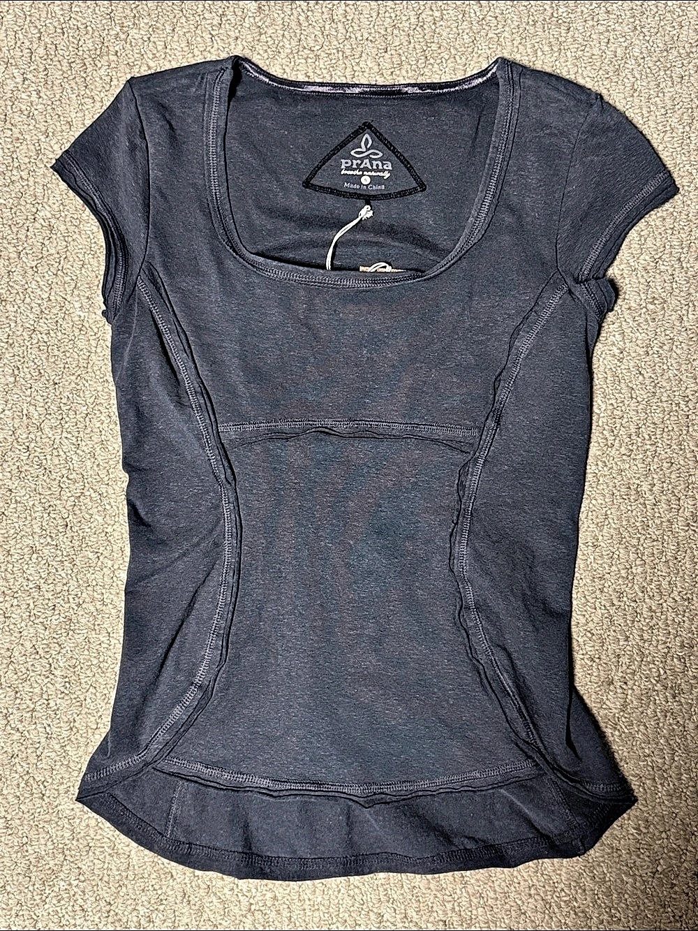 prAna Katarina Top Hemp Short Sleeve Tee in Gray Small NWT